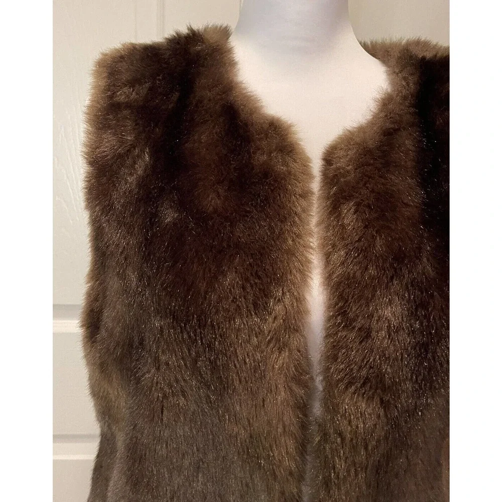 Anthropologie Sanctuary Clothing Los Angeles Womens Faux Fur Brown Vest Sz Small - Picture 3 of 9